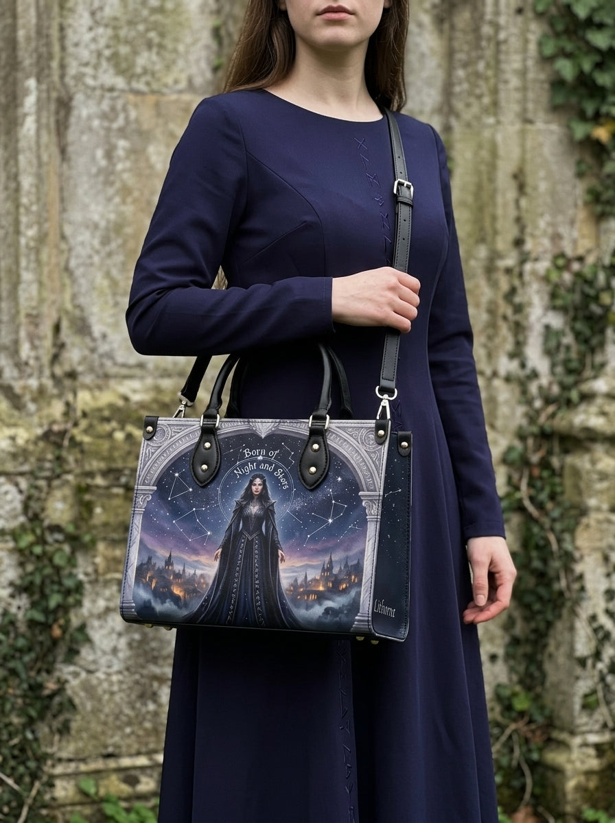 "Crowned in Constellations" Star Queen Leather Handbag - 02-inuse-celestial