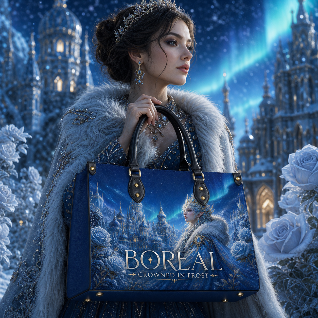 "Boreal" Crowned in Frost Leather Handbag