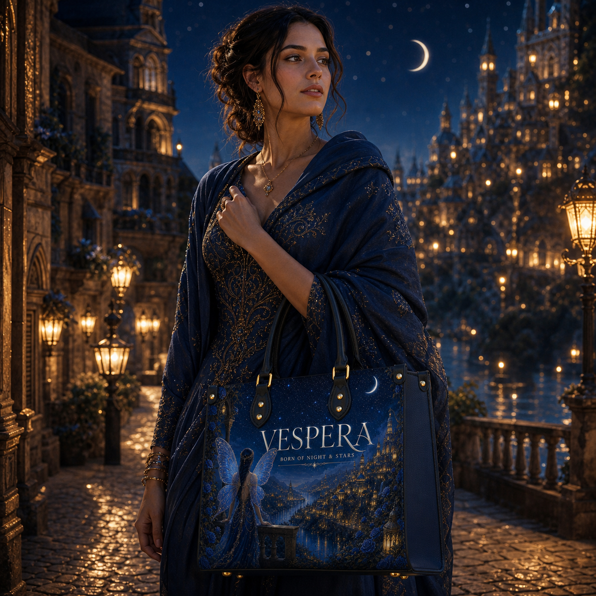 "Vespera" Born of Night & Stars Leather Handbag