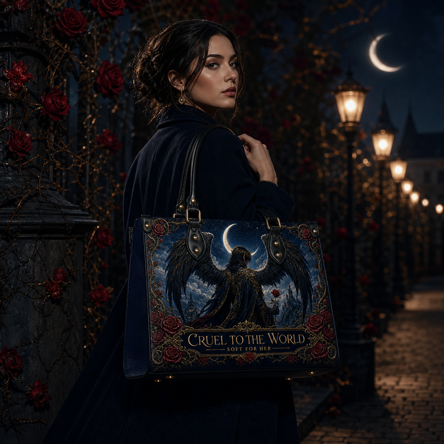 "Cruel To The World, Soft For Her" Raven Lord Leather Handbag