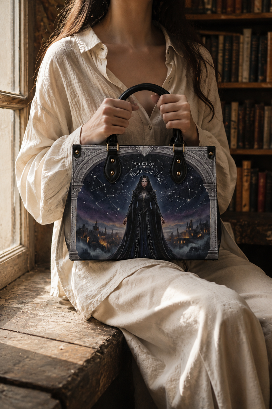 "Crowned in Constellations" Star Queen Leather Handbag