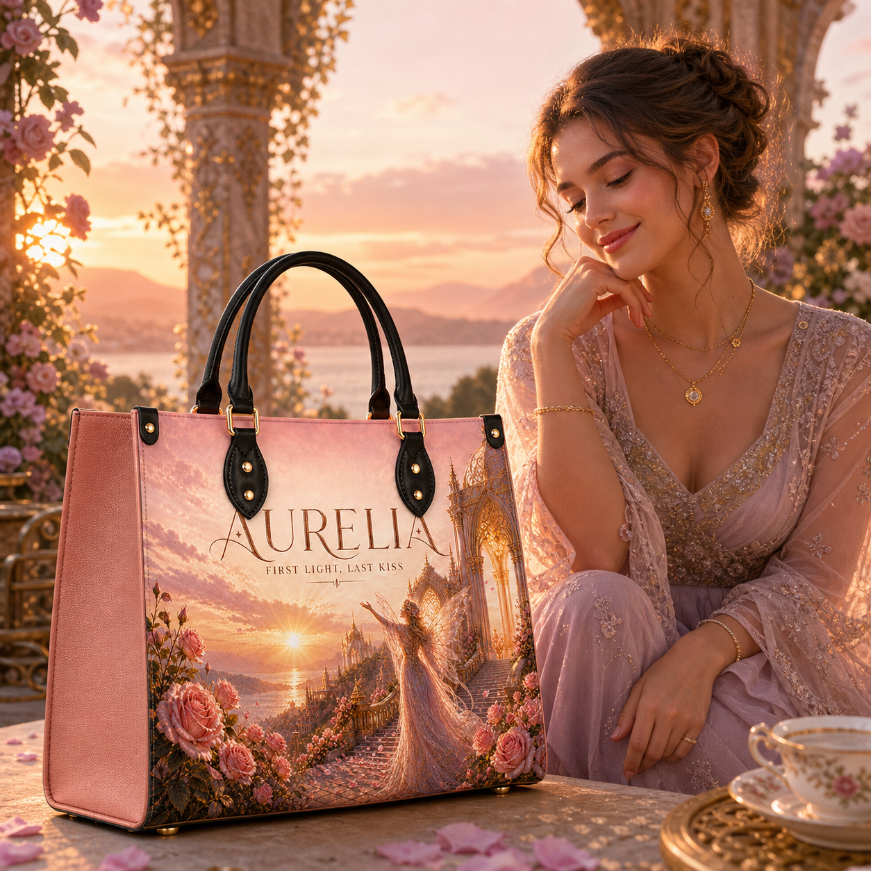 "Aurelia" First Light, Last Kiss Leather Handbag