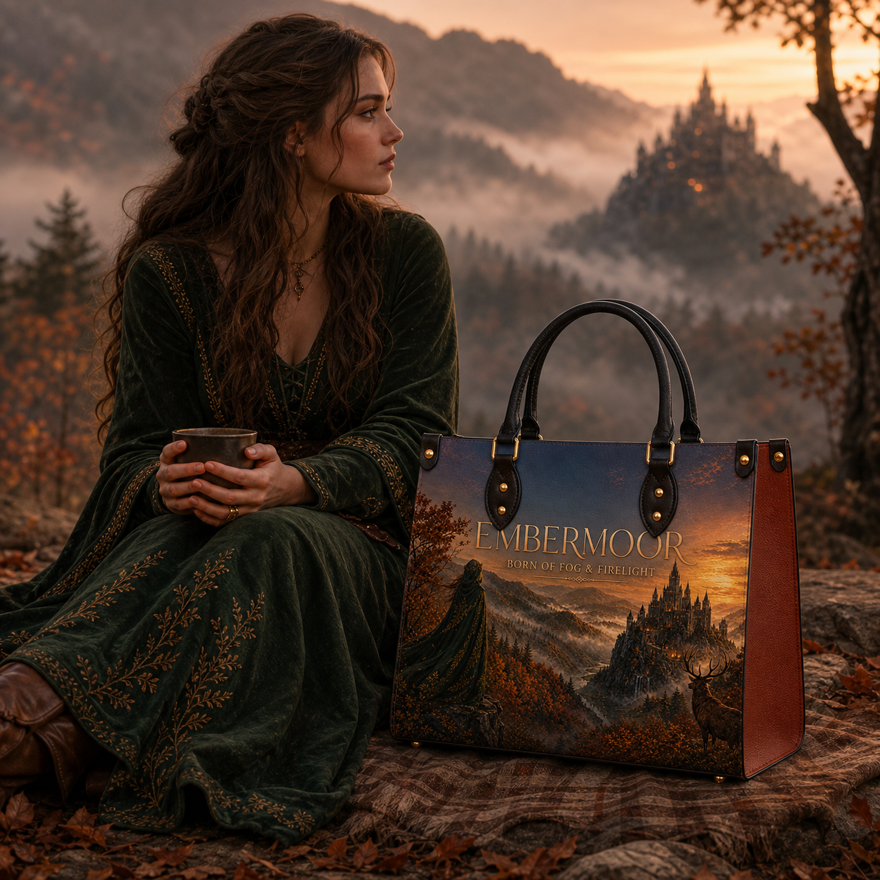 "Embermoor" Born of Fog & Firelight Leather Handbag