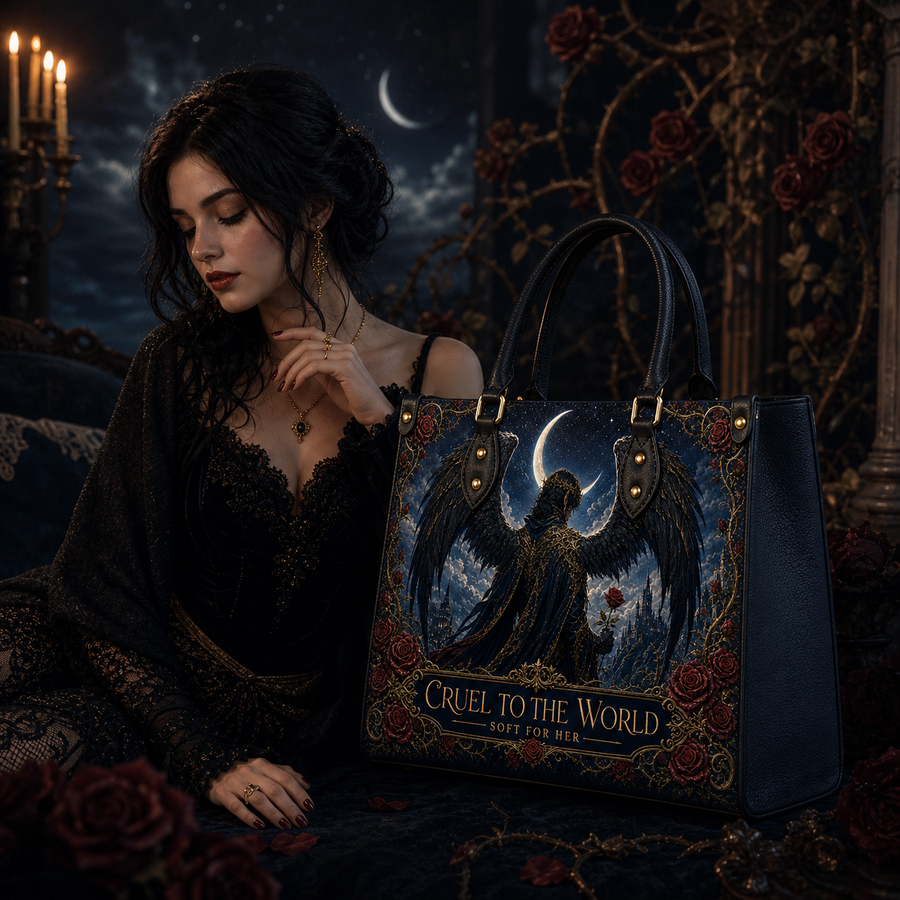"Cruel To The World, Soft For Her" Raven Lord Leather Handbag