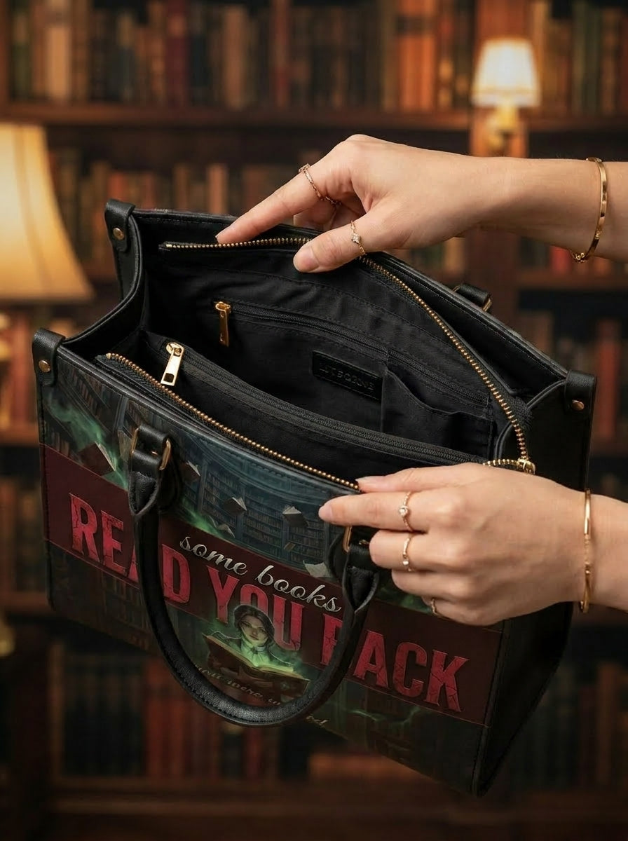 "Some Books Read You Back" Forbidden Library Leather Handbag