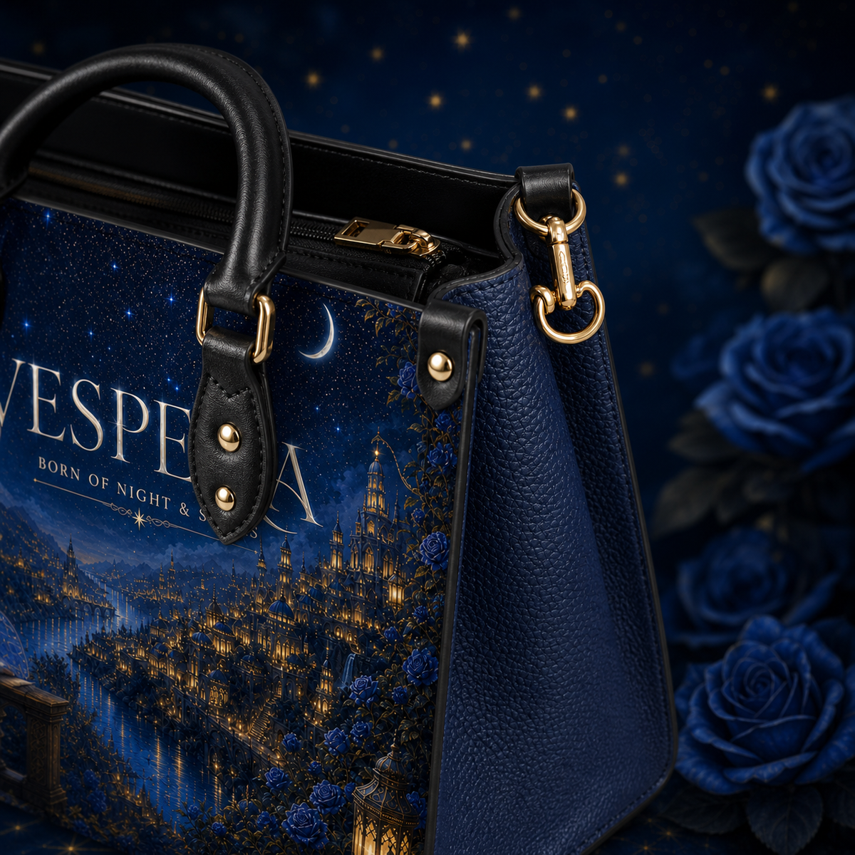 "Vespera" Born of Night & Stars Leather Handbag