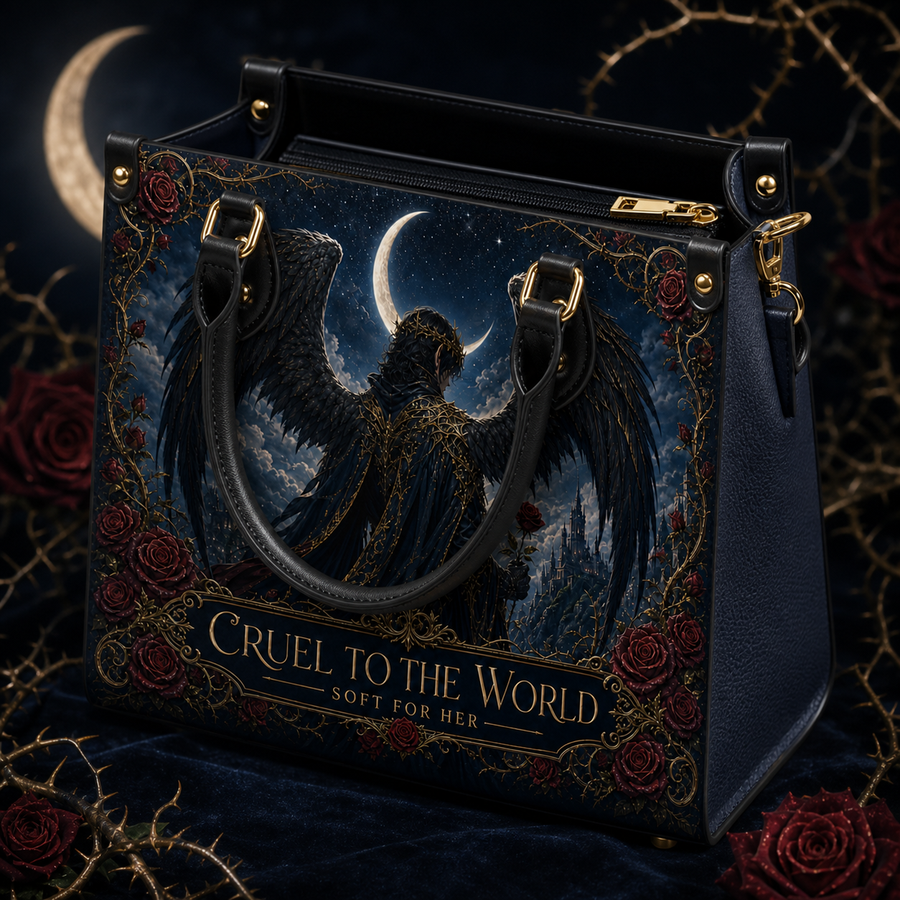 "Cruel To The World, Soft For Her" Raven Lord Leather Handbag