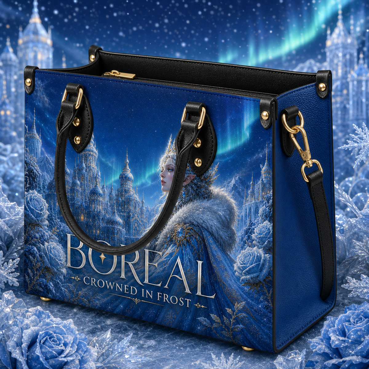 "Boreal" Crowned in Frost Leather Handbag