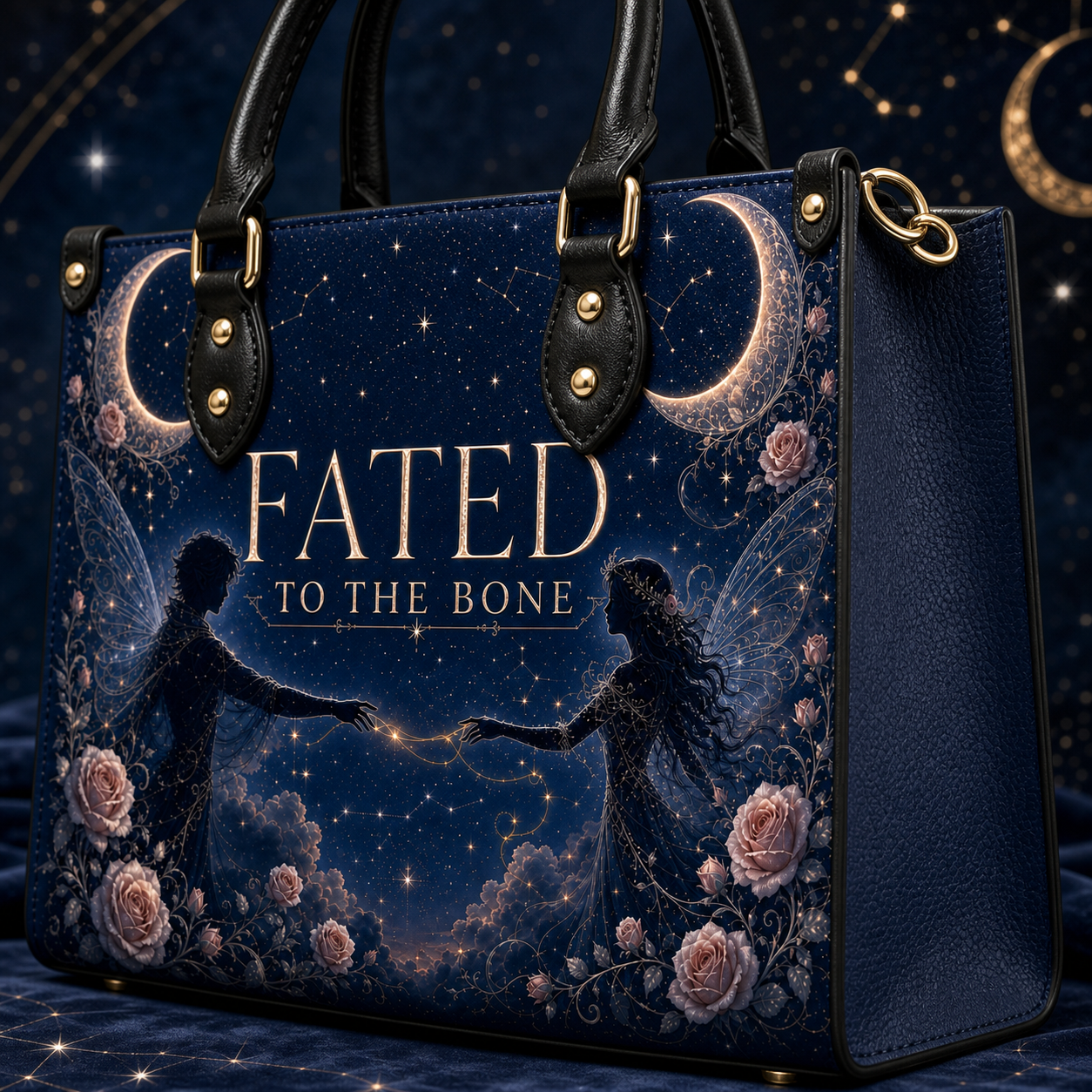 "Fated To The Bone" Twin Silhouettes Leather Handbag