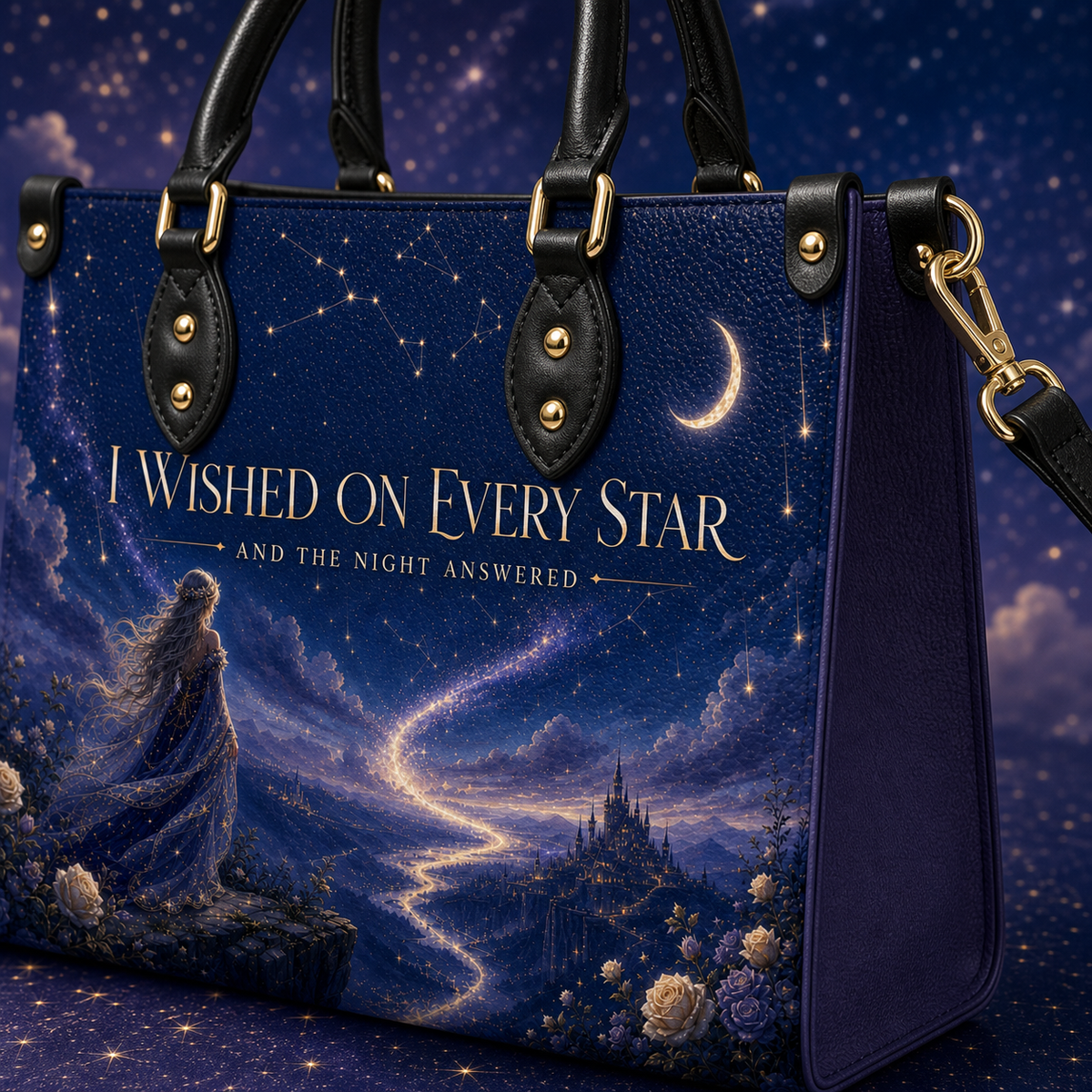 "I Wished On Every Star" The Night Answered Leather Handbag