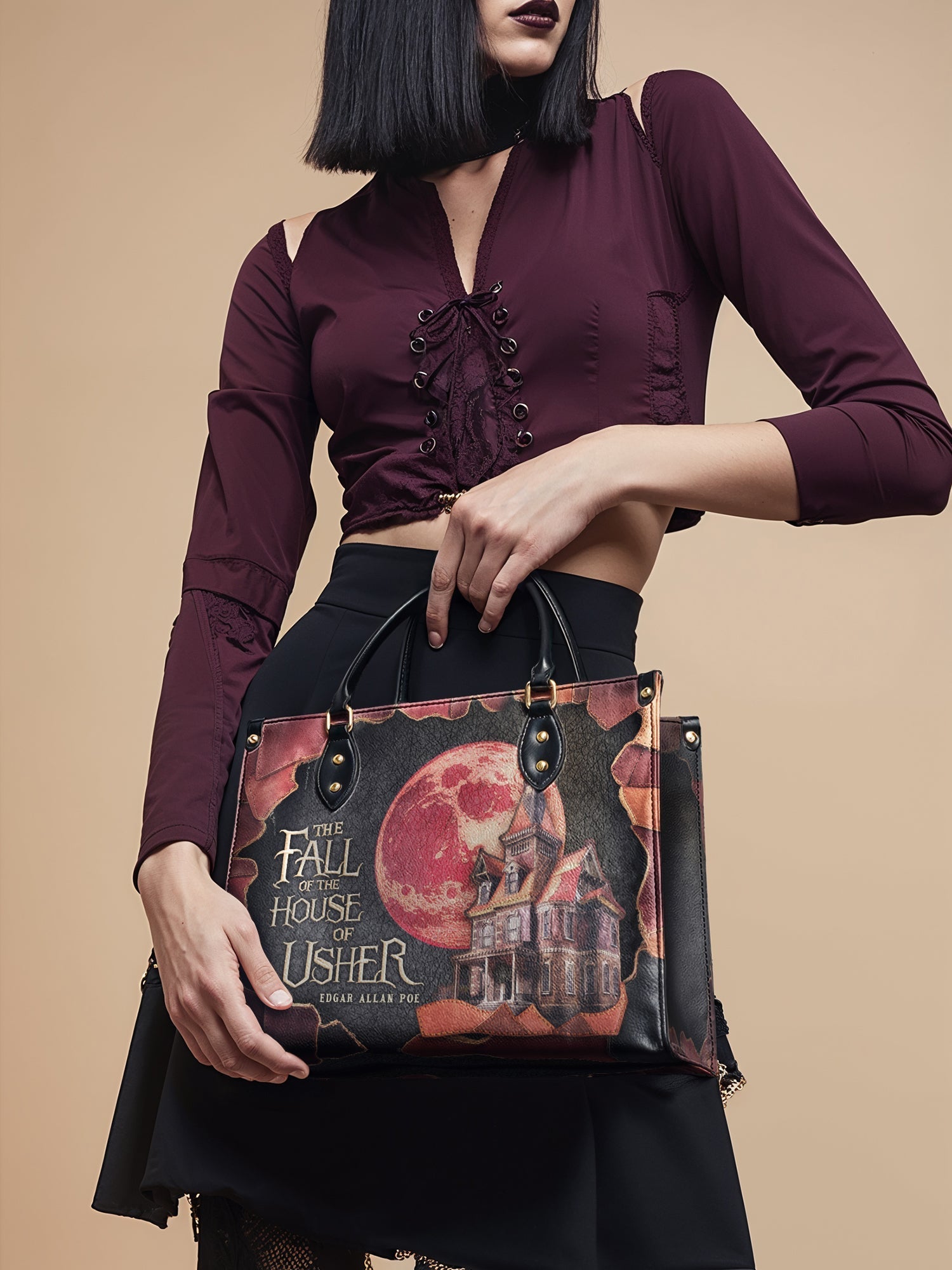"The Fall Of The House Of Usher" Leather Handbag