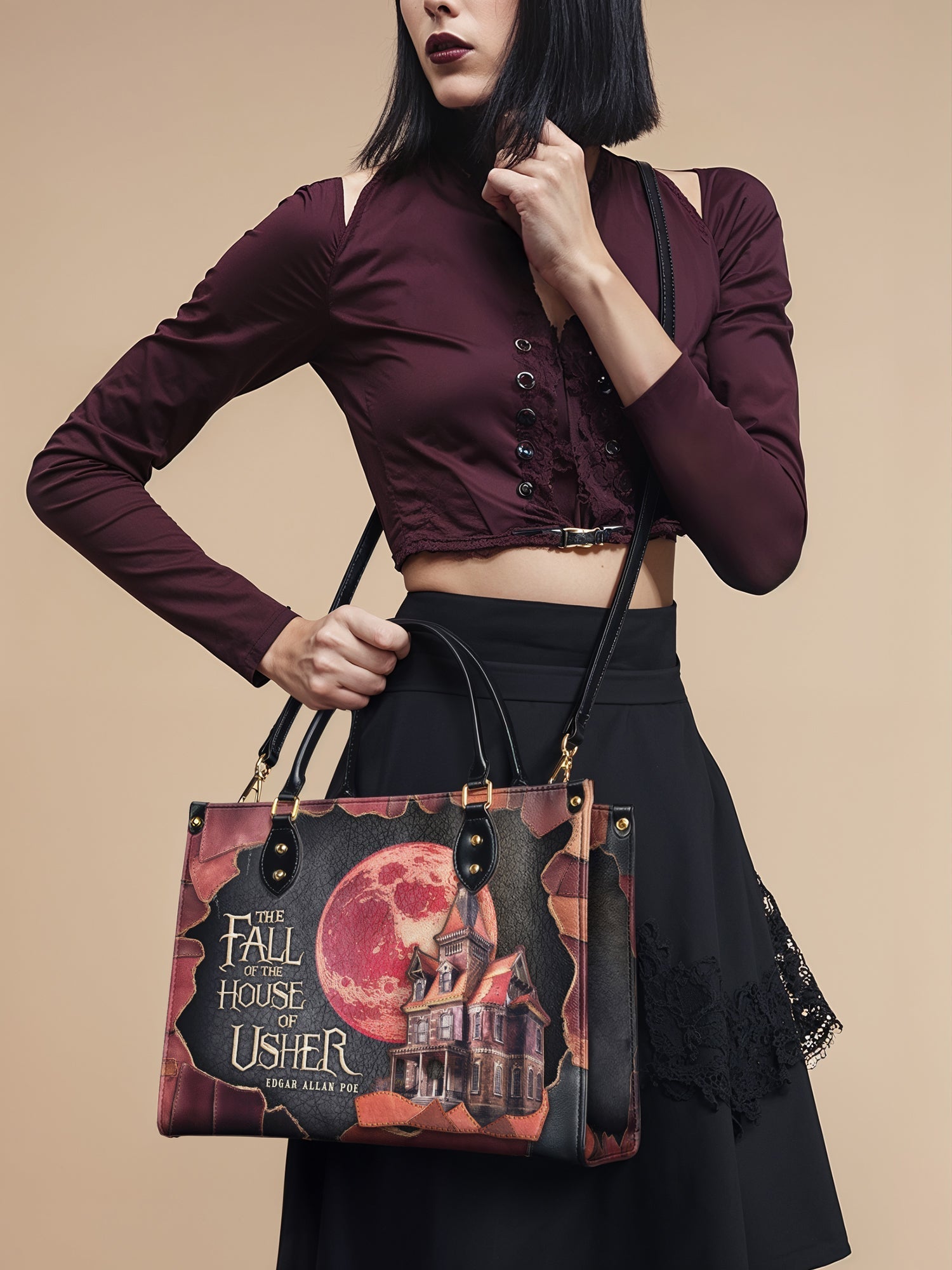 "The Fall Of The House Of Usher" Leather Handbag
