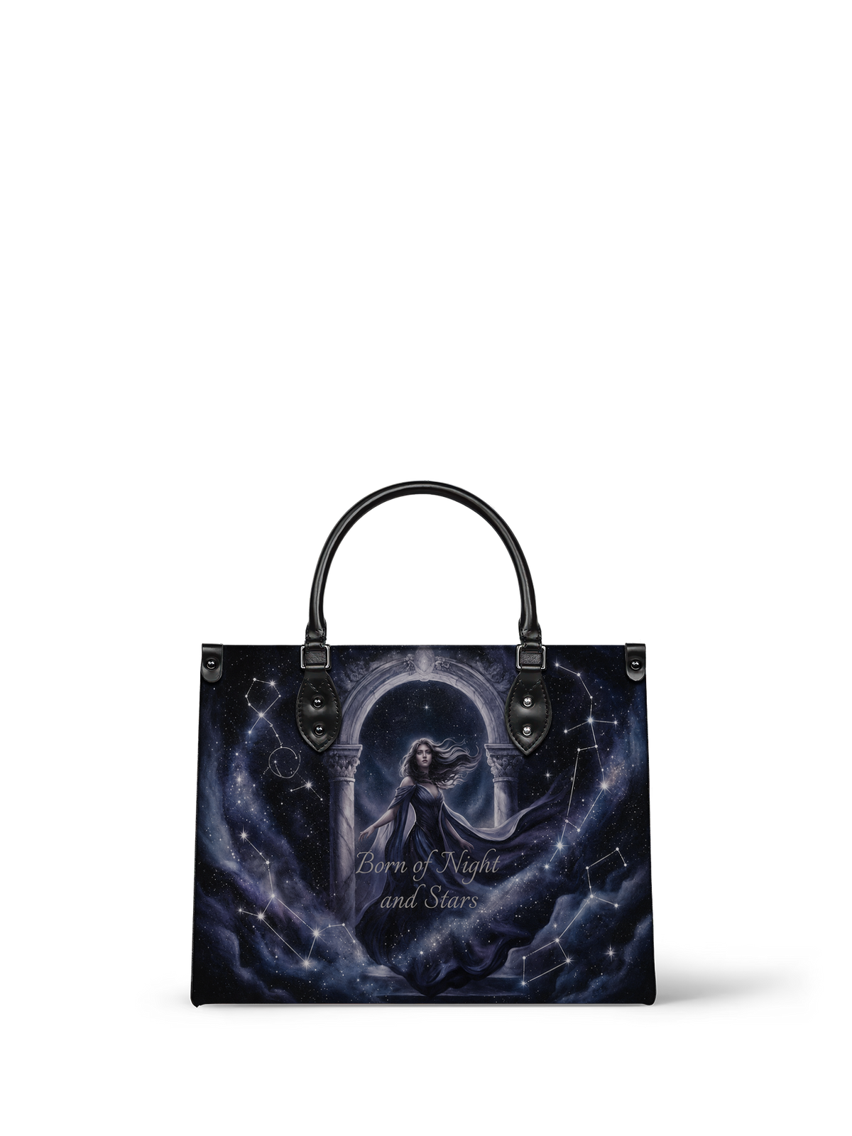 "Born of Night and Stars" Celestial Leather Handbag