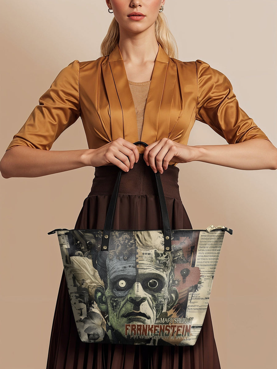 "Frankenstein" Old Parchment Leather Tote Bag