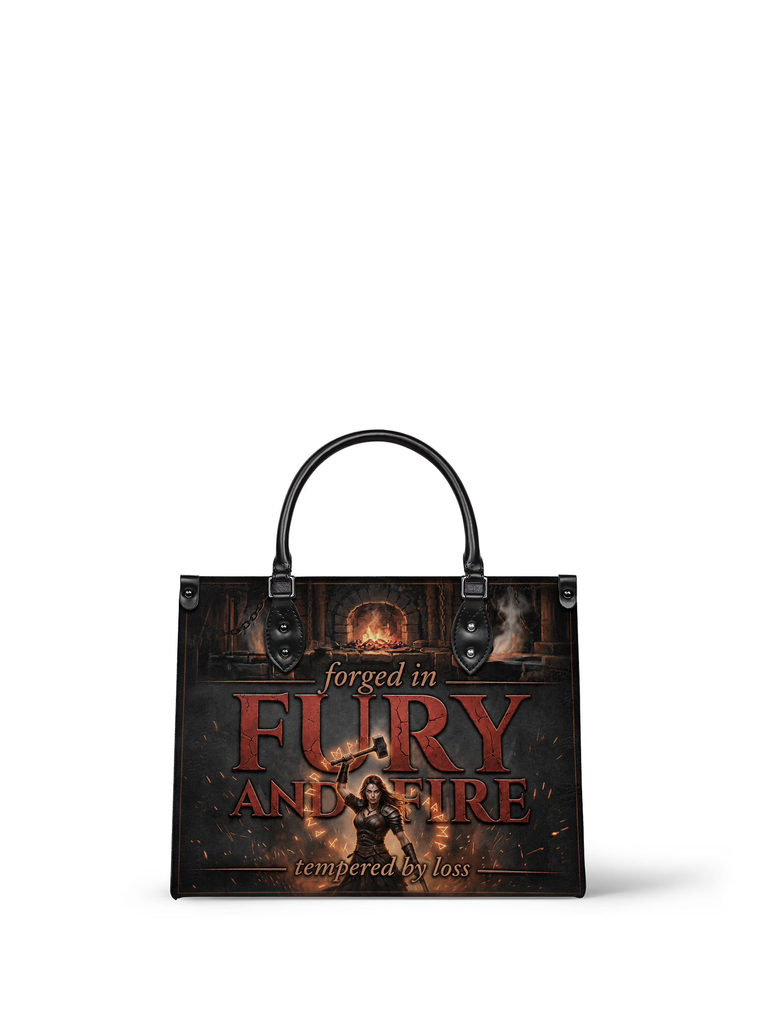 "Forged in Fury and Fire" Blacksmith Warrior Leather Handbag