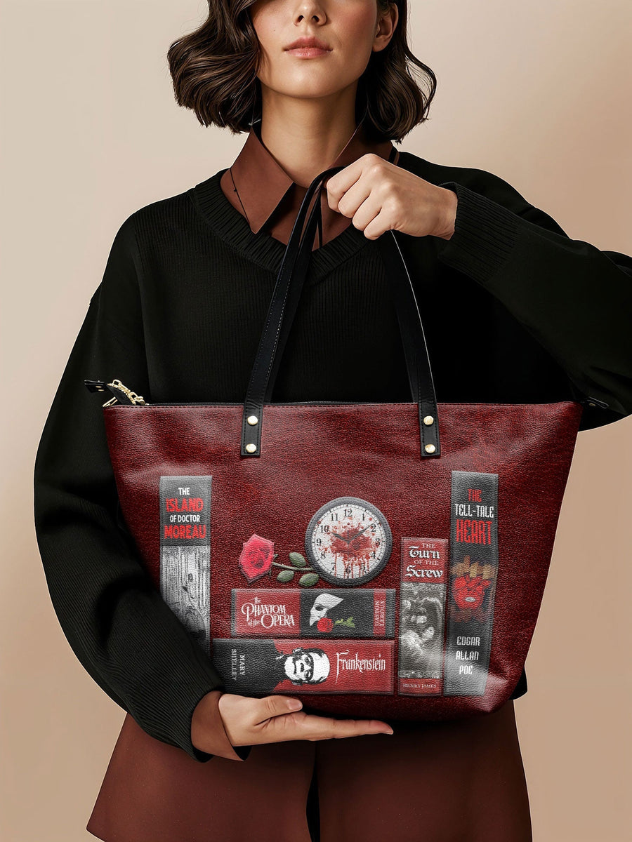 "The Crimson Codex" Leather Tote Bag