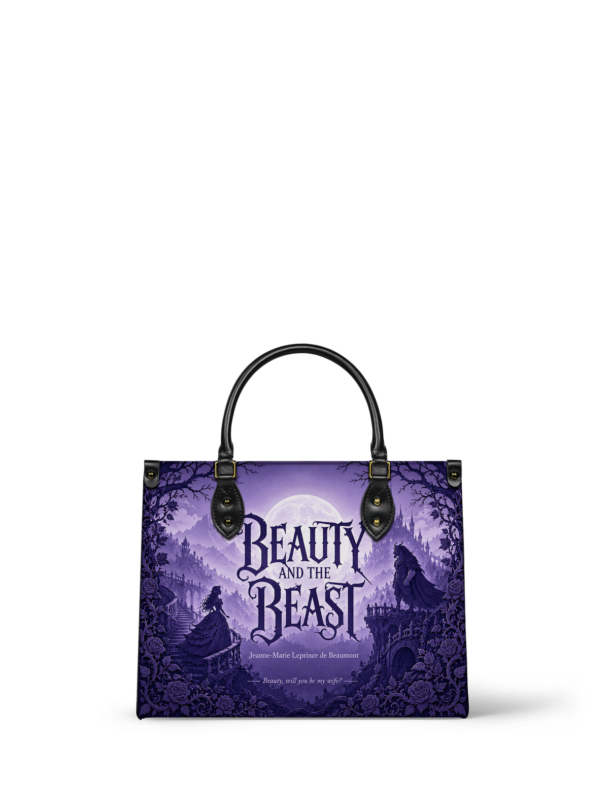 "Beauty and the Beast" Moonlit Rose Leather Handbag