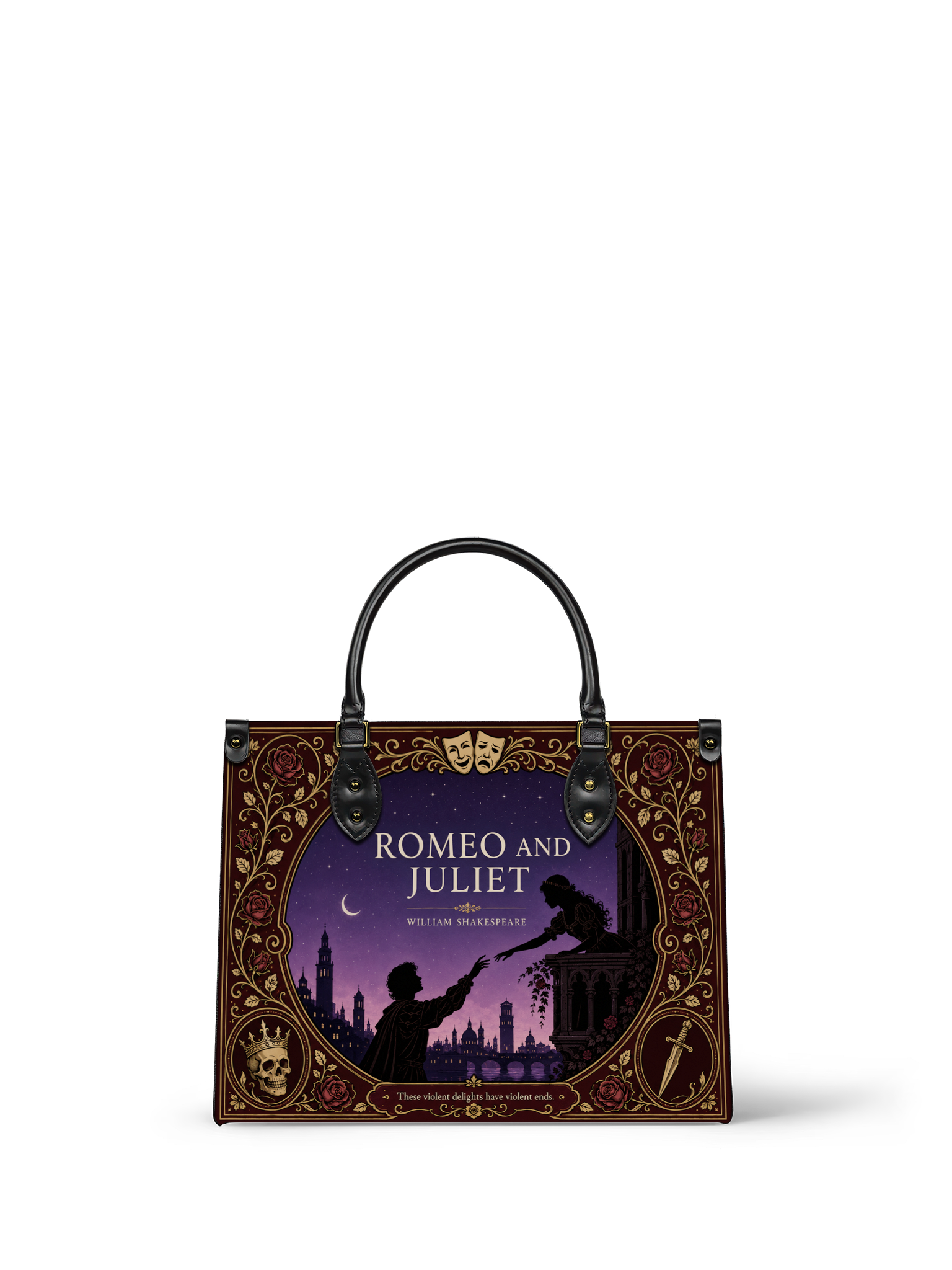 "Romeo and Juliet" Starlit Balcony Leather Handbag