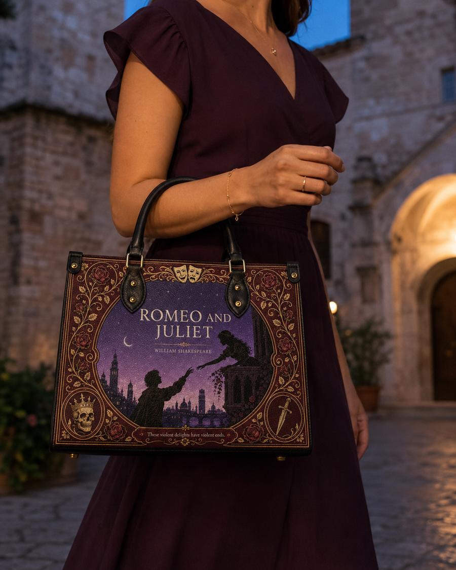 "Romeo and Juliet" Starlit Balcony Leather Handbag