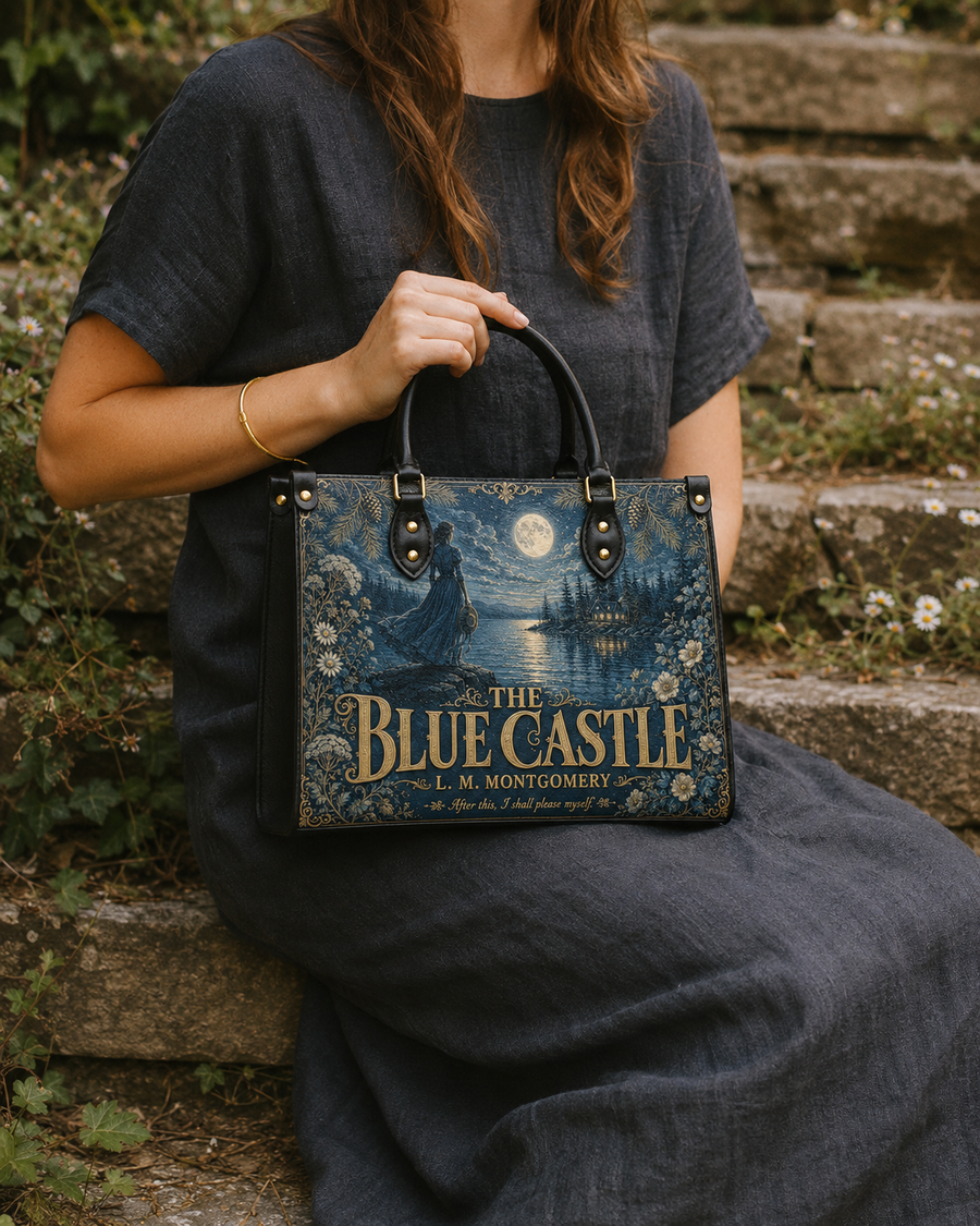 "The Blue Castle" Moonlit Lake Leather Handbag