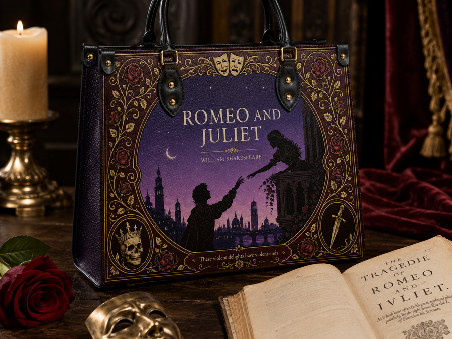"Romeo and Juliet" Starlit Balcony Leather Handbag