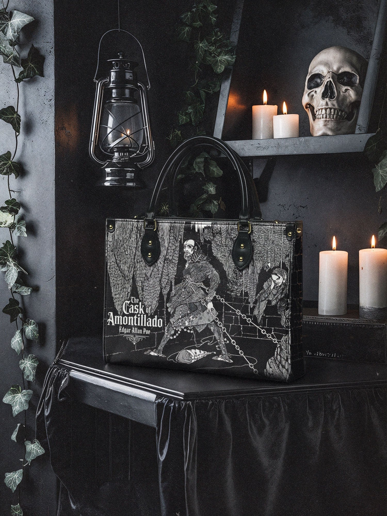 "The Cask Of Amontillado" Leather Handbag