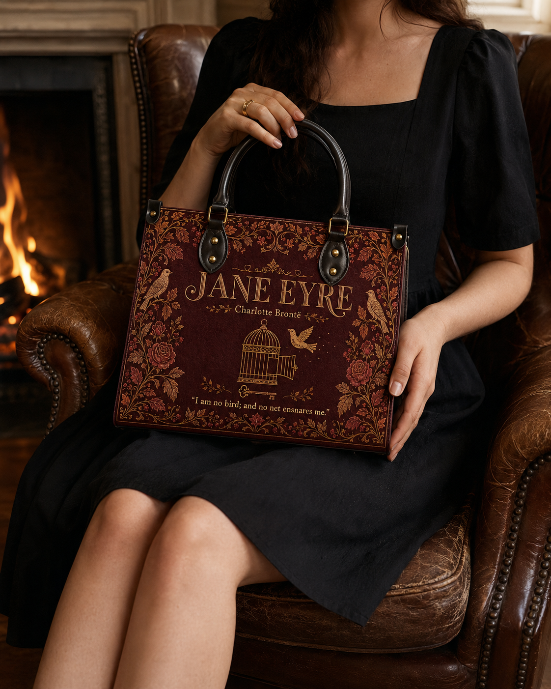 "Jane Eyre" Thornfield Garden Leather Handbag
