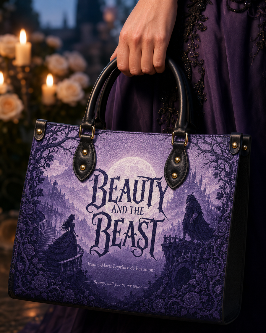 "Beauty and the Beast" Moonlit Rose Leather Handbag