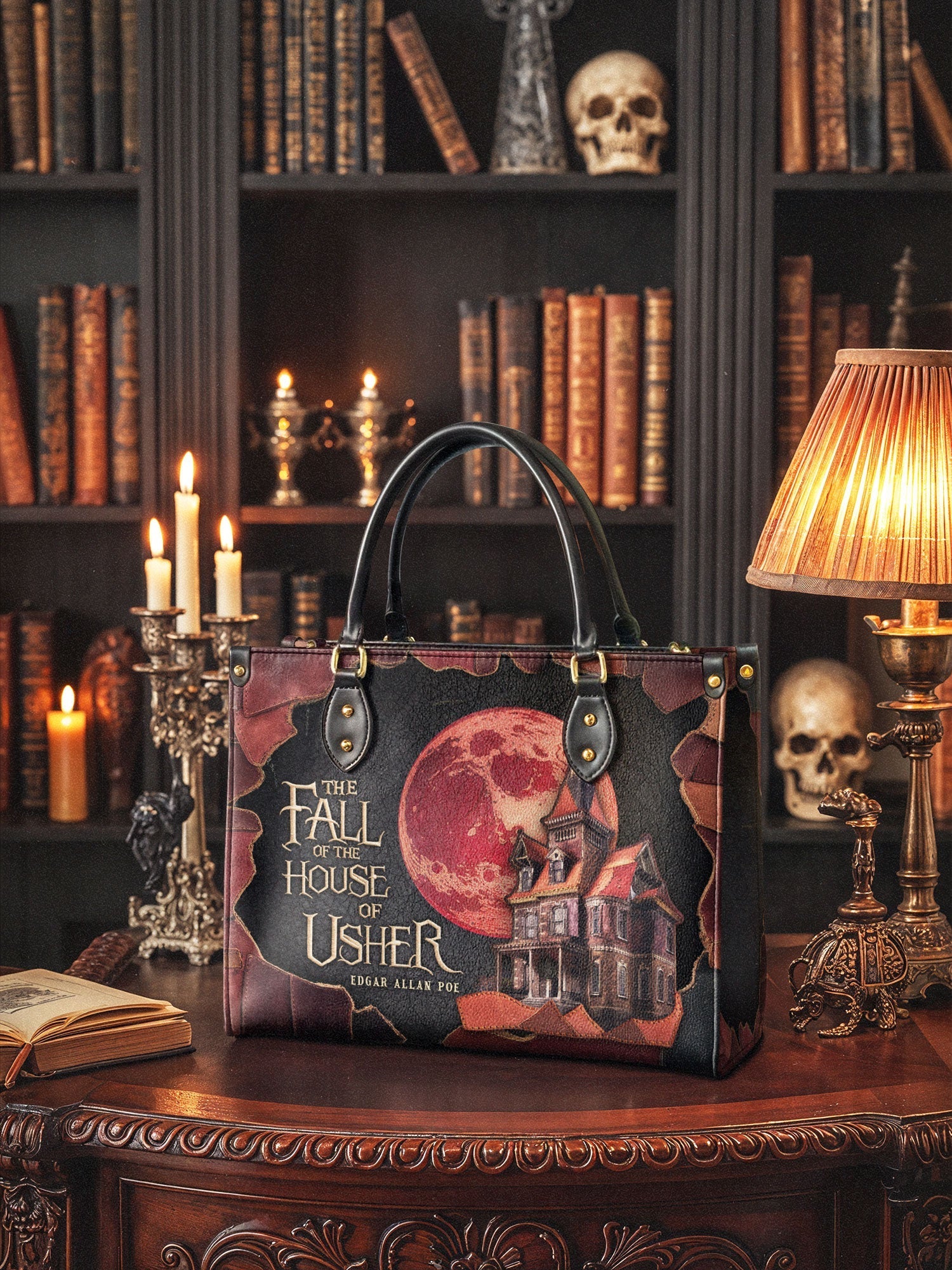 "The Fall Of The House Of Usher" Leather Handbag
