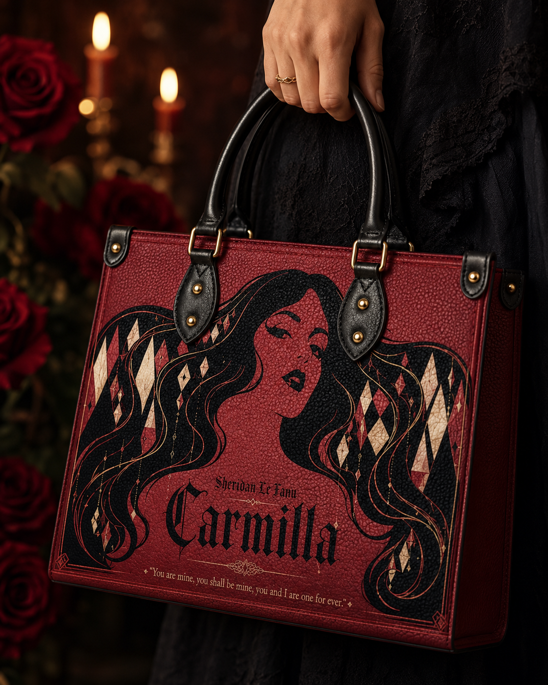 "Carmilla" Crimson Bride Leather Handbag