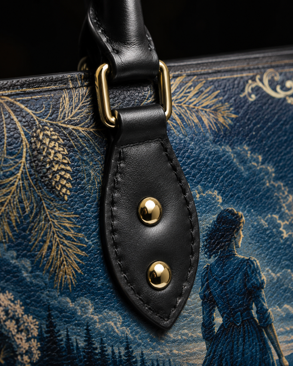 "The Blue Castle" Moonlit Lake Leather Handbag