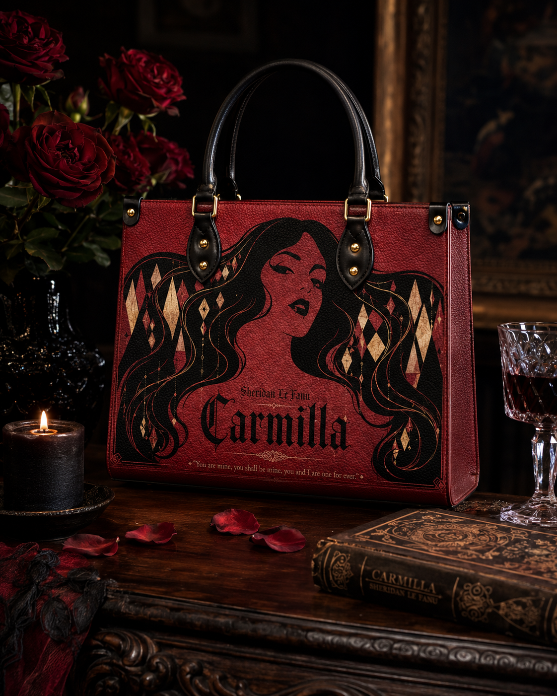 "Carmilla" Crimson Bride Leather Handbag