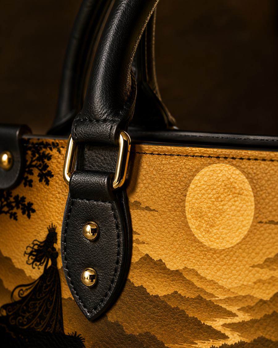 "The Princess and the Goblin" Goldlit Mountain Leather Handbag