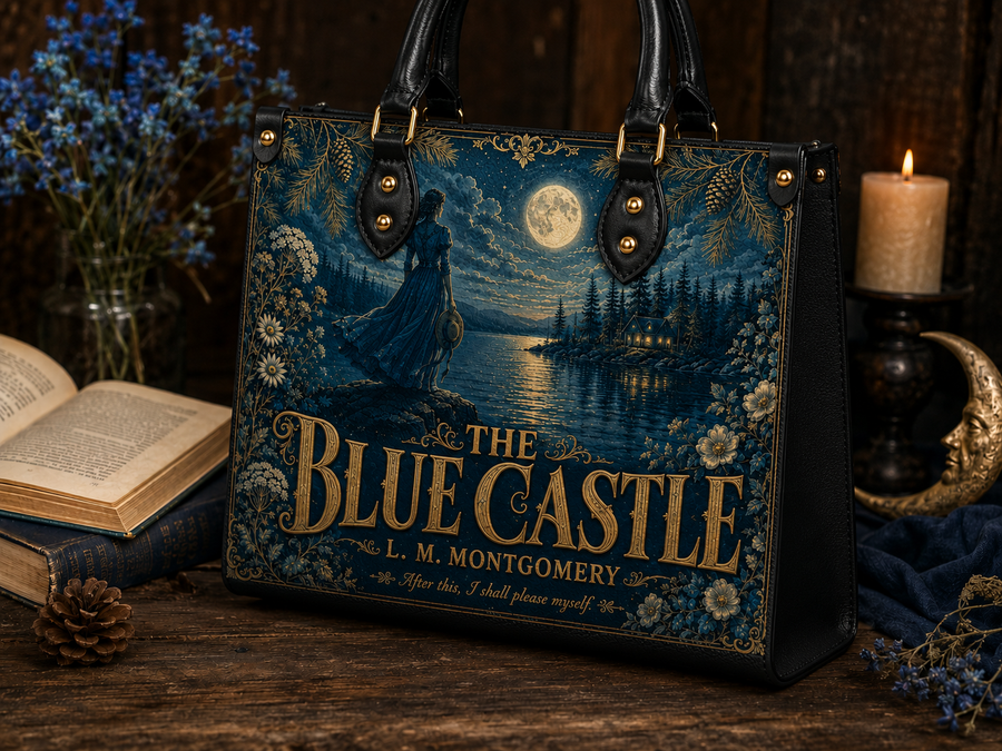 "The Blue Castle" Moonlit Lake Leather Handbag