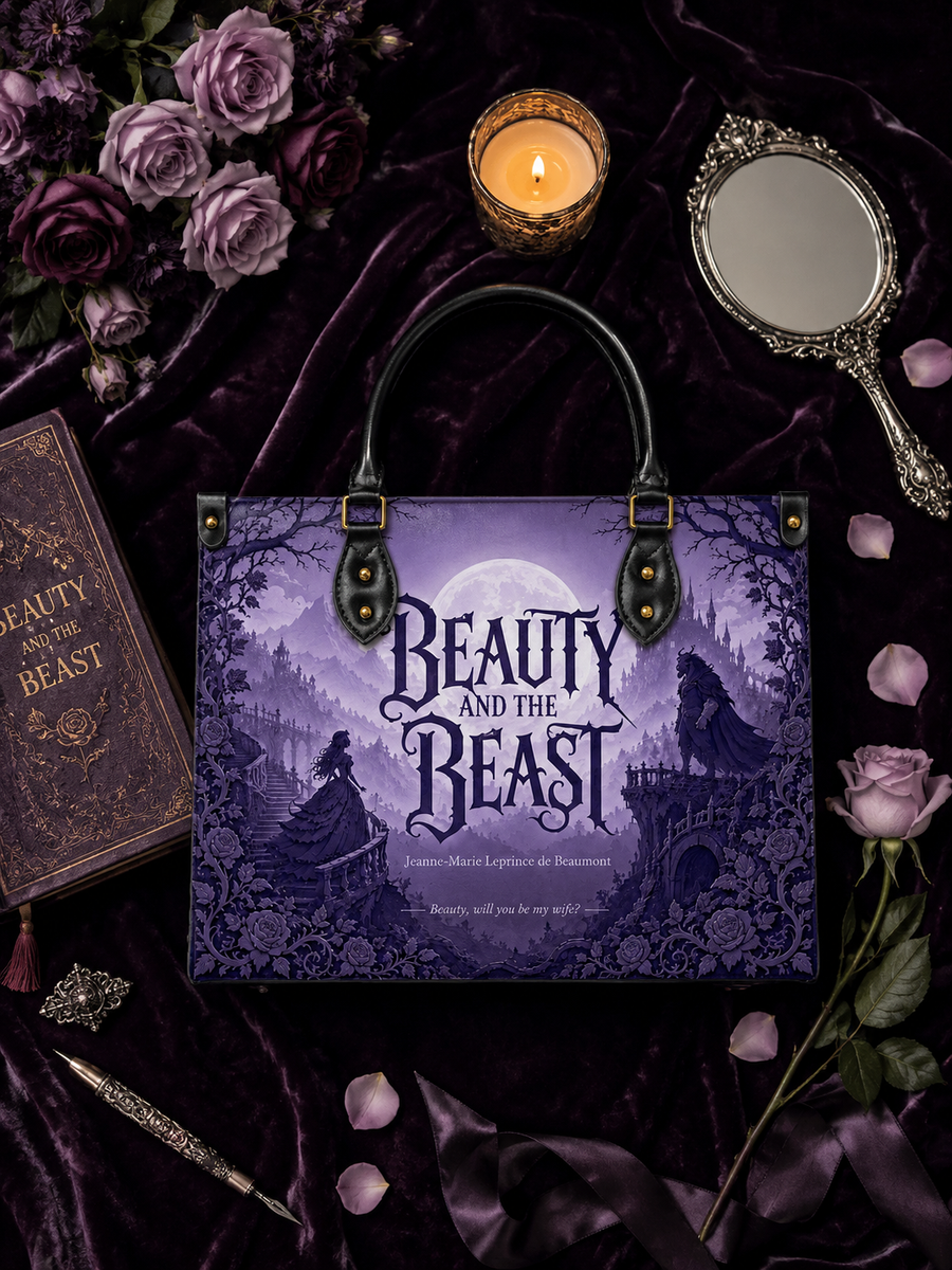 "Beauty and the Beast" Moonlit Rose Leather Handbag