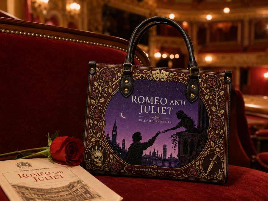 "Romeo and Juliet" Starlit Balcony Leather Handbag