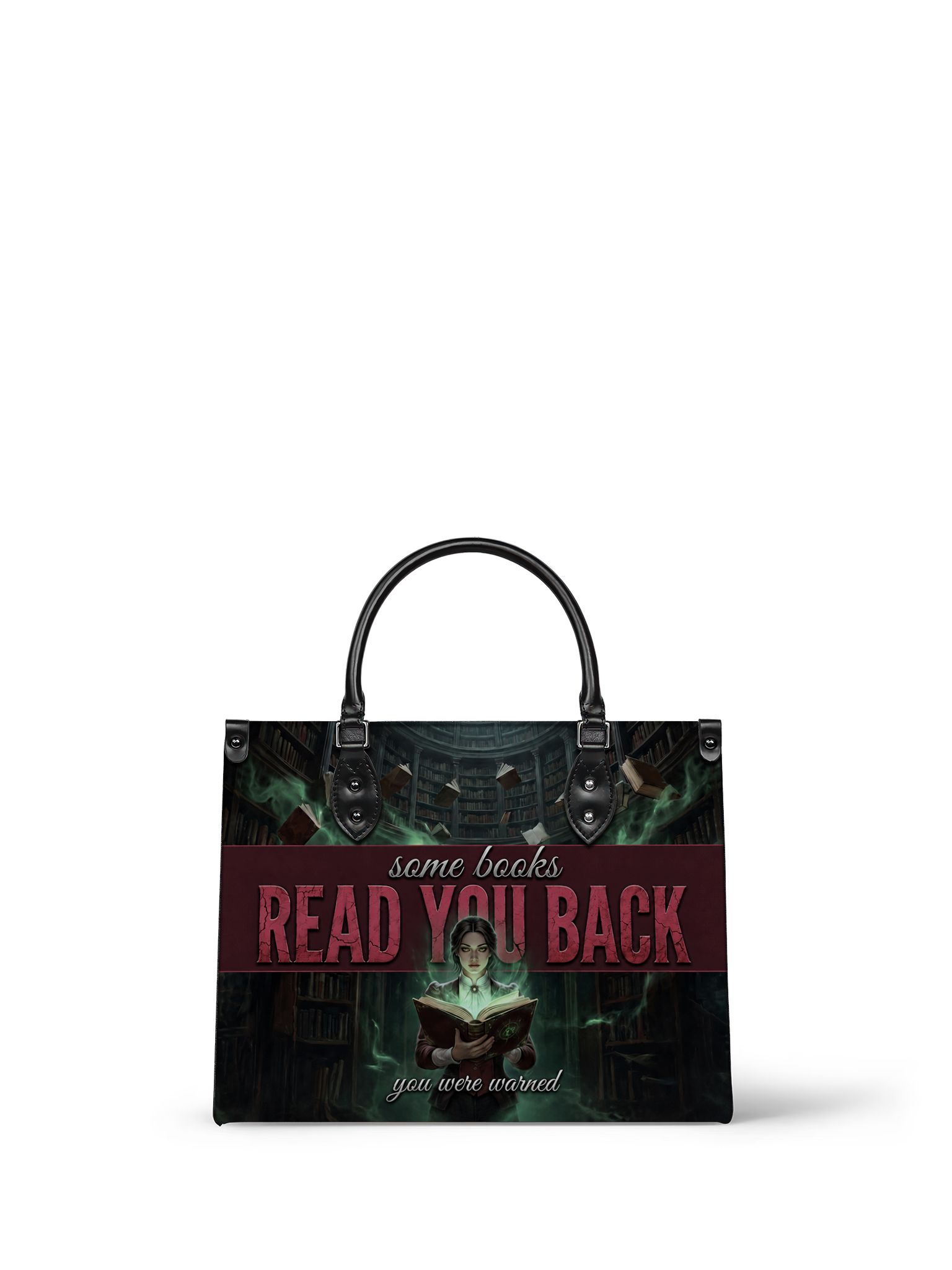 "Some Books Read You Back" Forbidden Library Leather Handbag