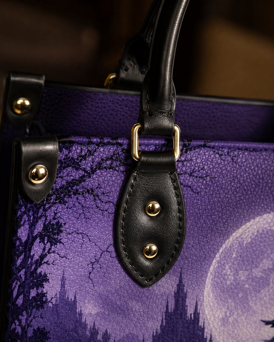 "Beauty and the Beast" Moonlit Rose Leather Handbag