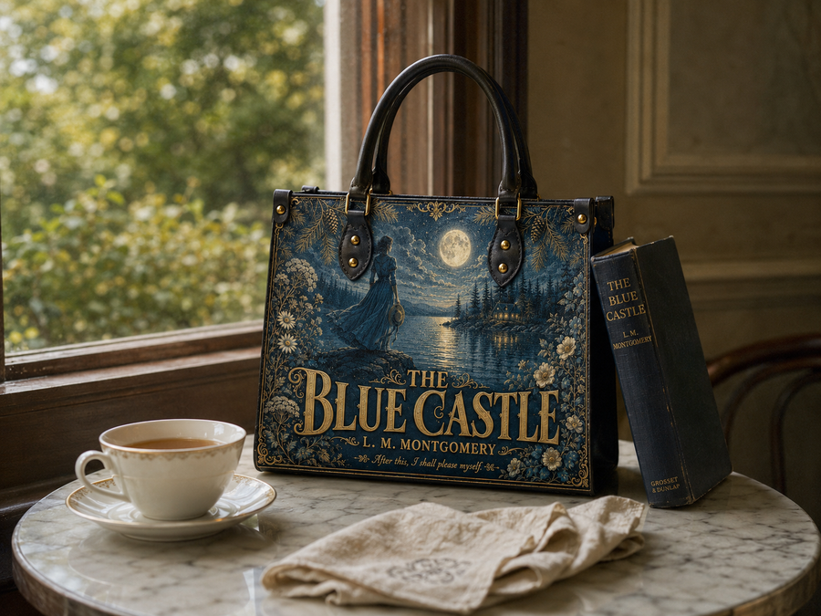 "The Blue Castle" Moonlit Lake Leather Handbag