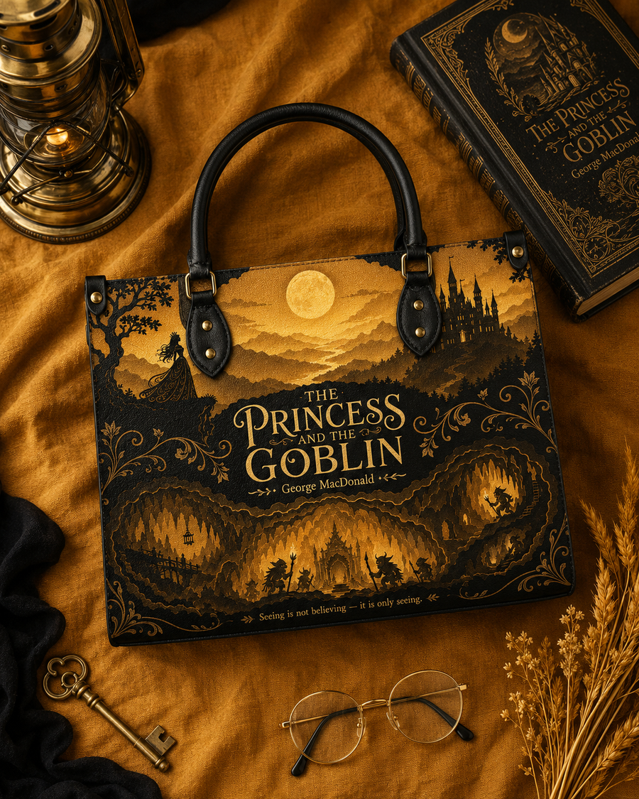 "The Princess and the Goblin" Goldlit Mountain Leather Handbag