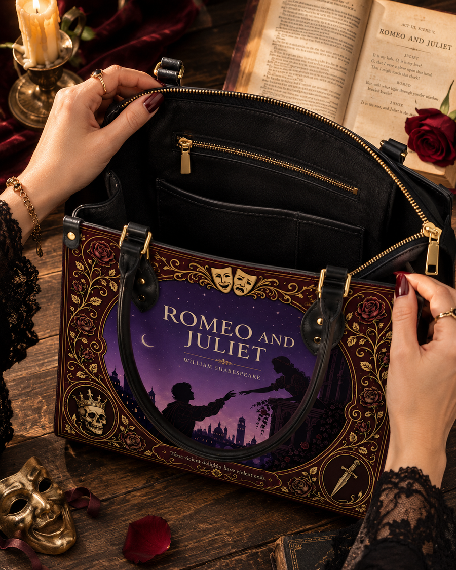 "Romeo and Juliet" Starlit Balcony Leather Handbag