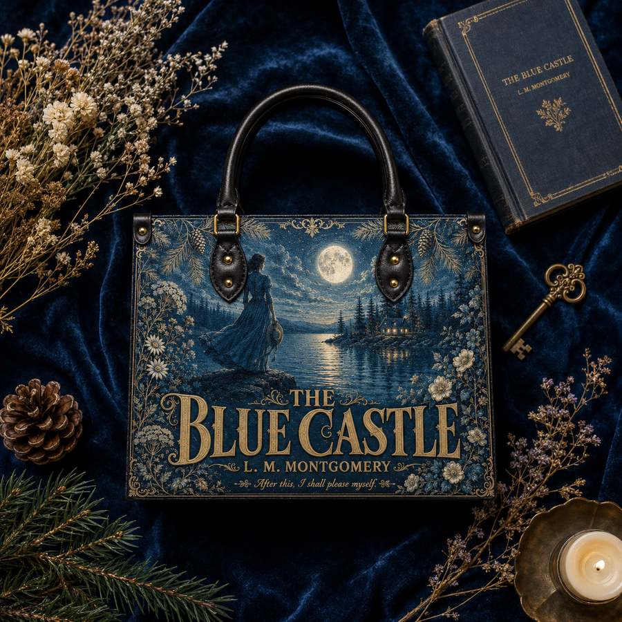 "The Blue Castle" Moonlit Lake Leather Handbag