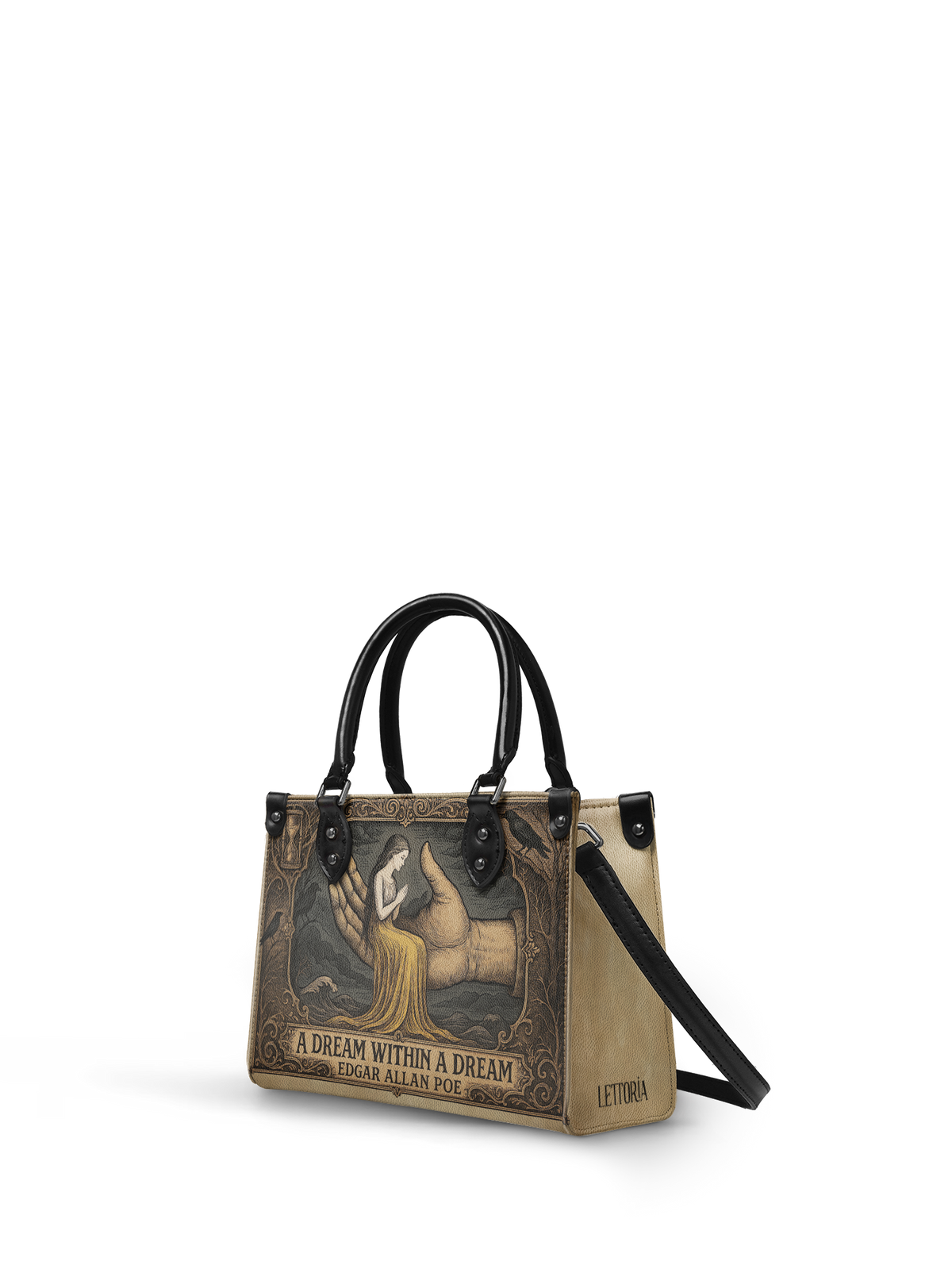 "A Dream Within A Dream" - Black Interior - Small Leather Handbag