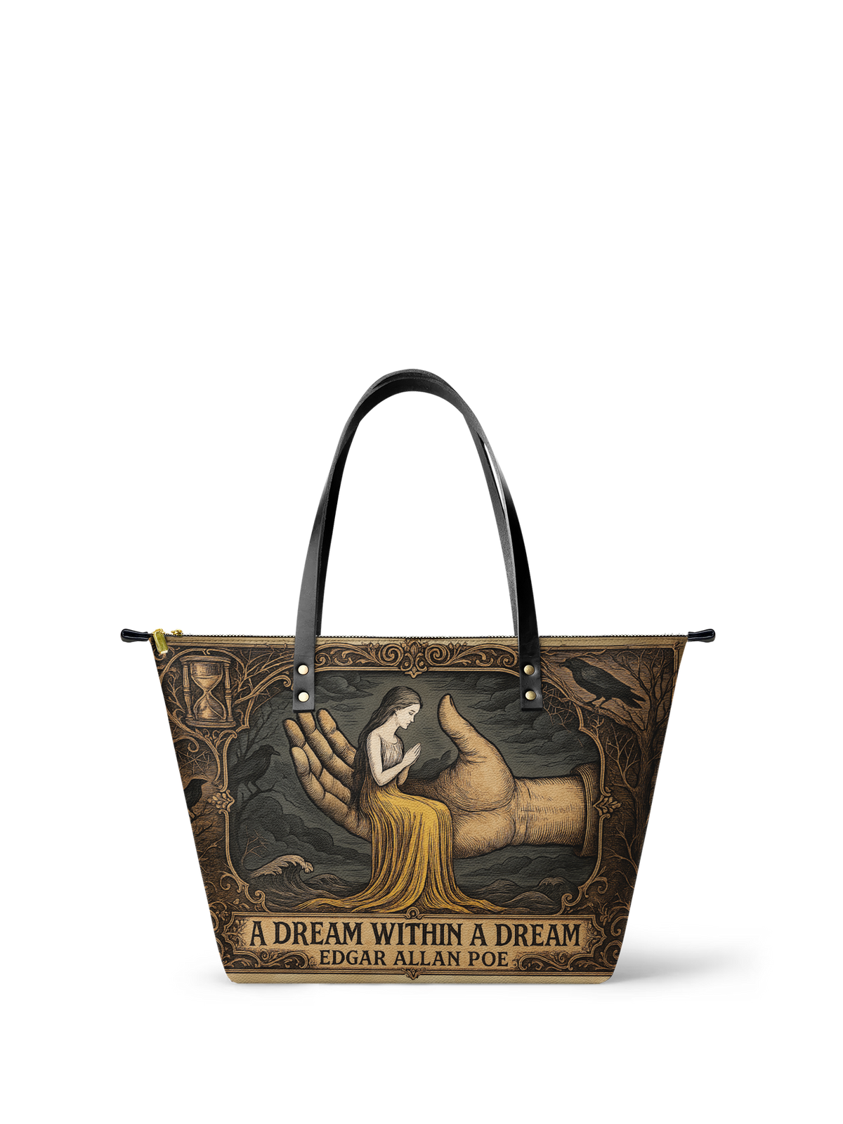 "A Dream Within A Dream" Leather Tote Bag