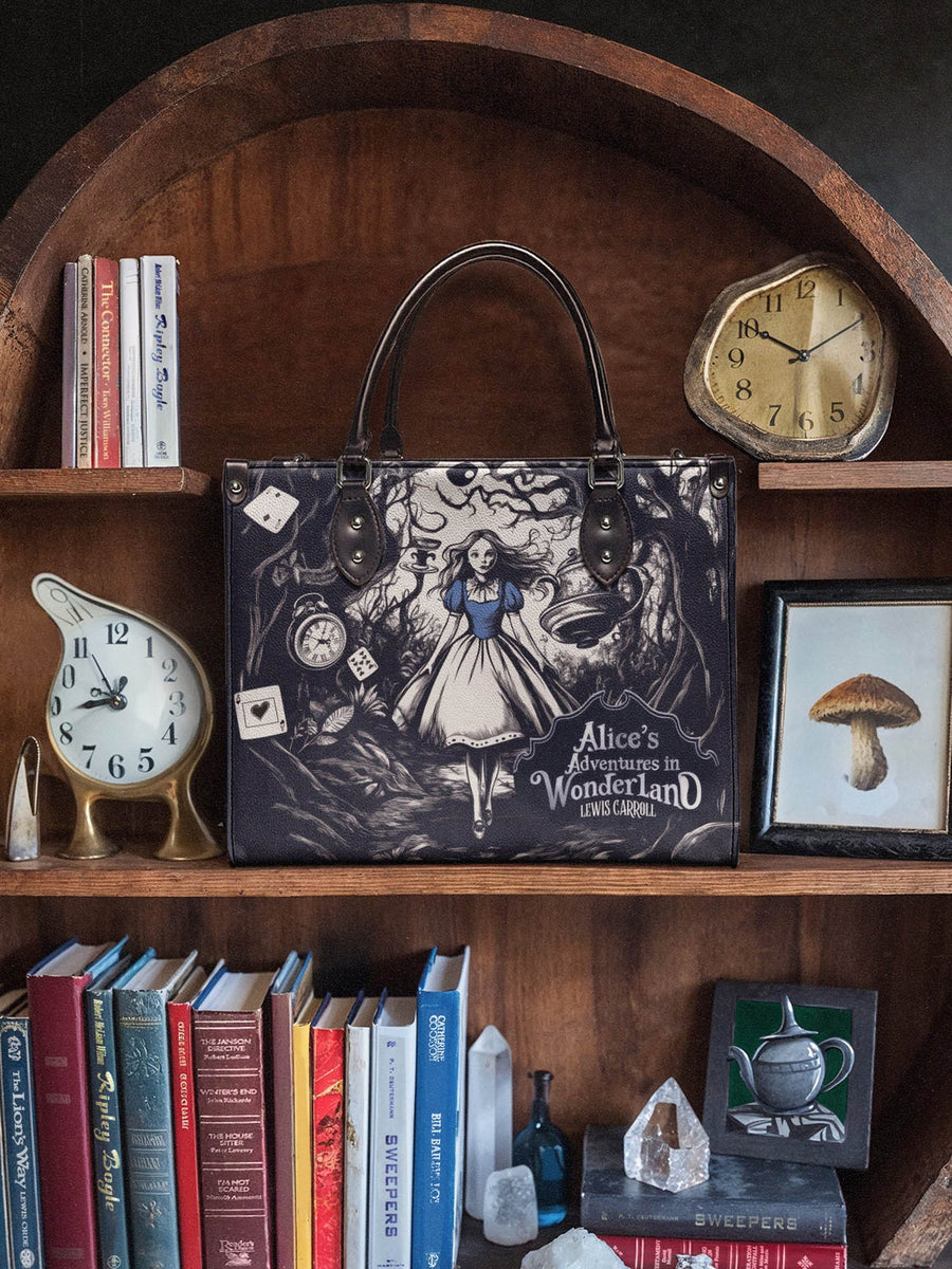 "Down the Rabbit Hole" - Black Interior - Leather Handbag