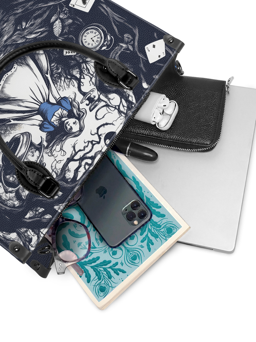 "Down the Rabbit Hole" - Black Interior - Leather Handbag