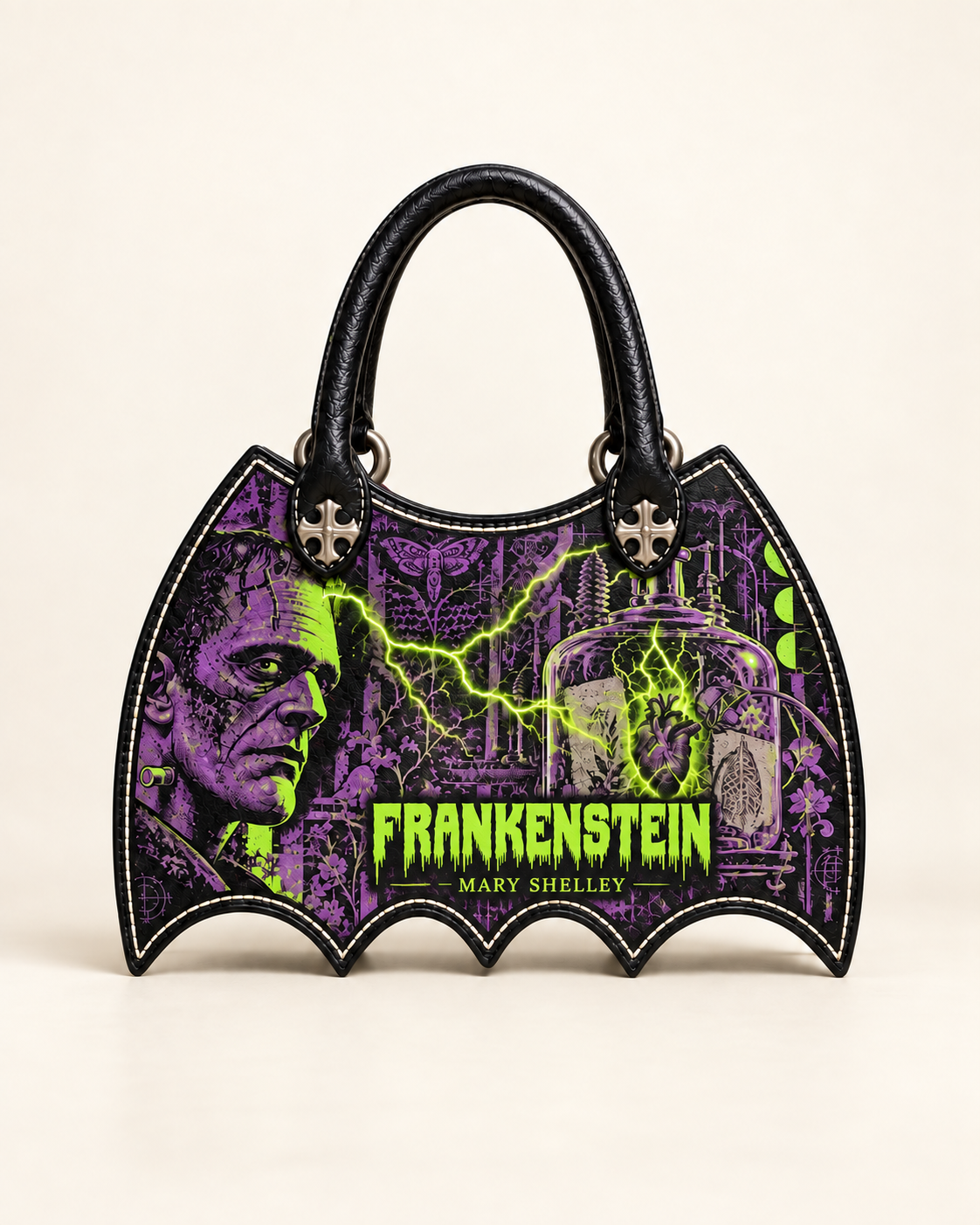 "Frankenstein" Lablight Violet Bat Wing Handbag