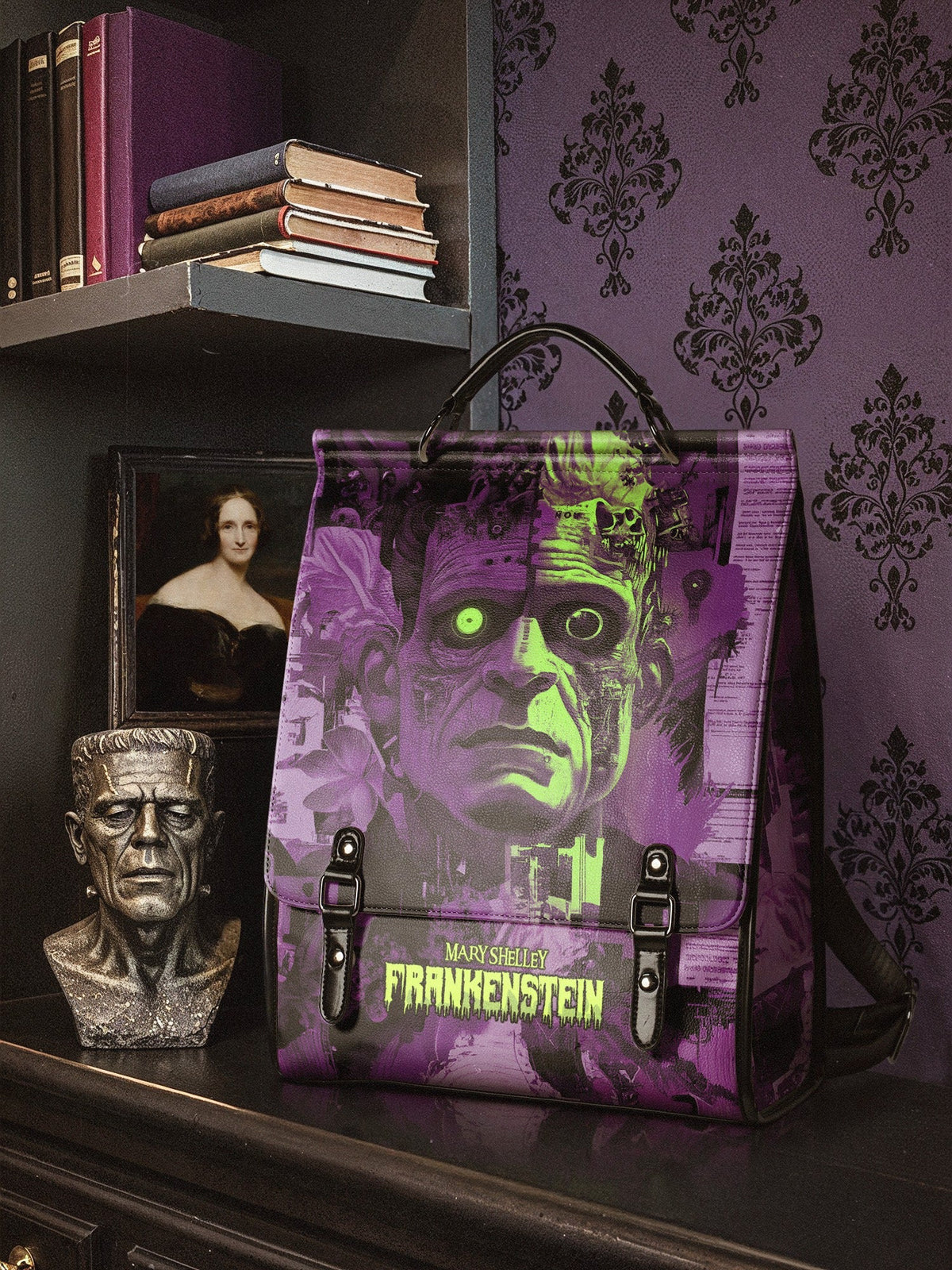 "Frankenstein" Lablight Violet Leather Backpack