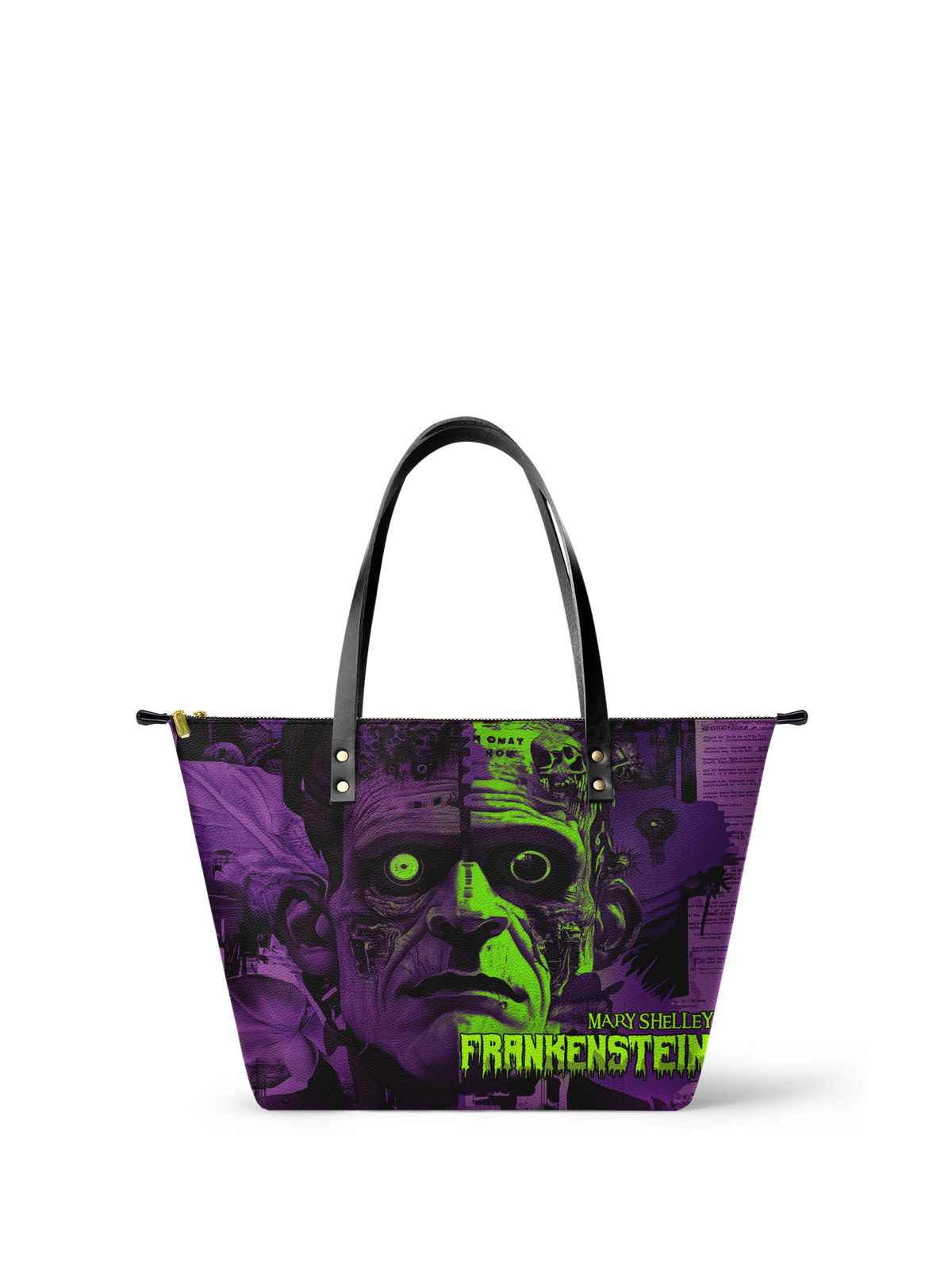 "Frankenstein" Lablight Violet Leather Tote Bag