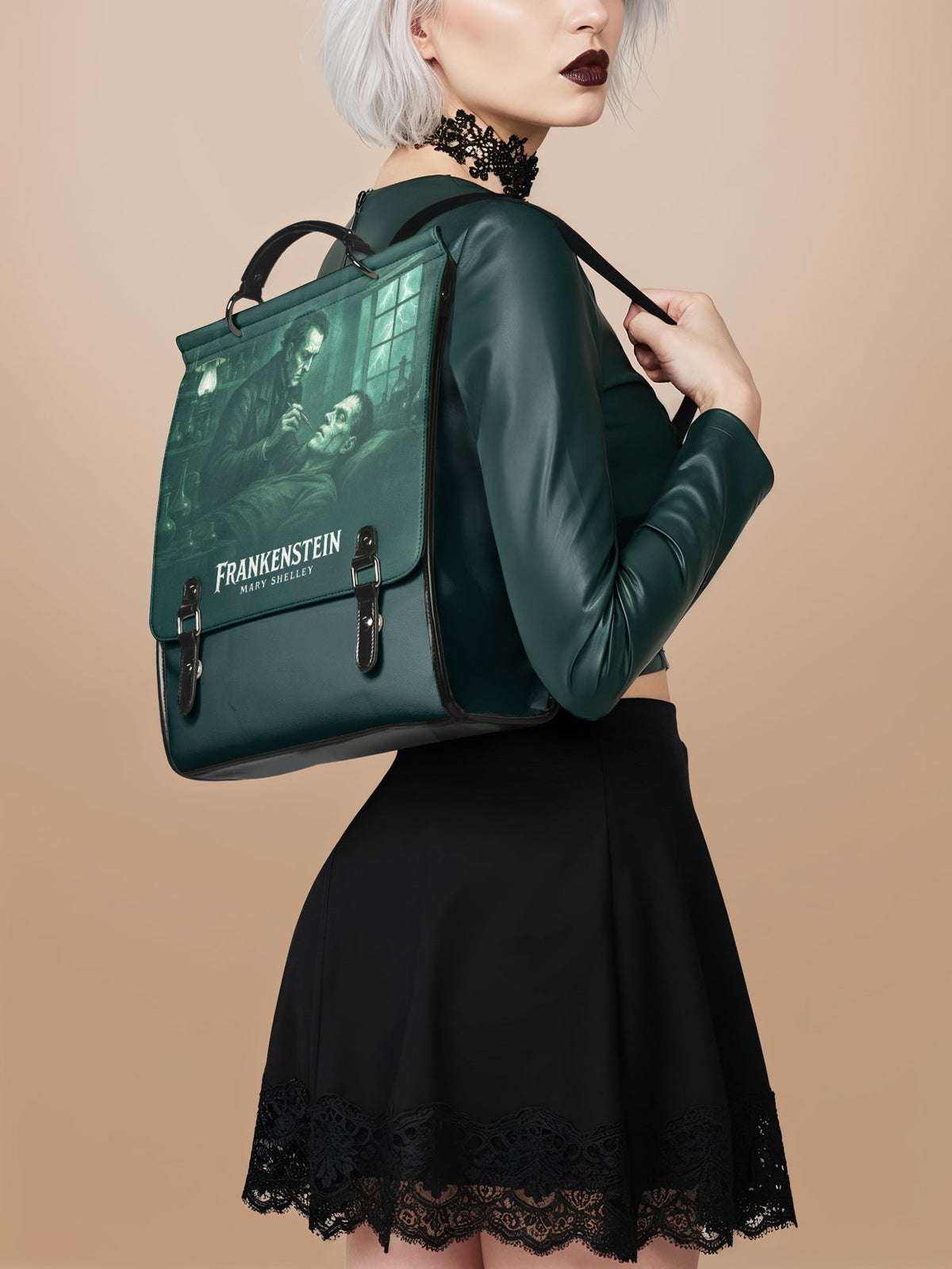 "Frankenstein" Mortuary Moss Leather Backpack